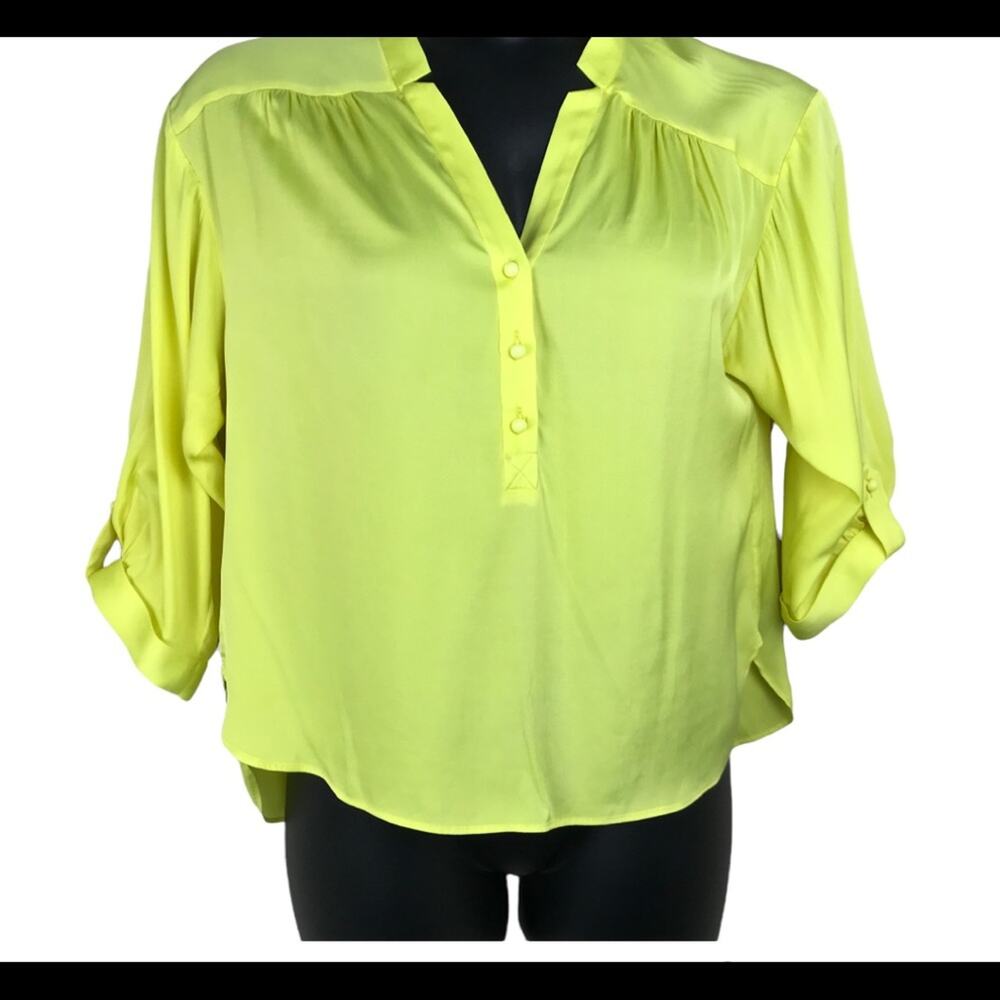 MILLY Silk Bright Yellow 3/4 Button down Blouse